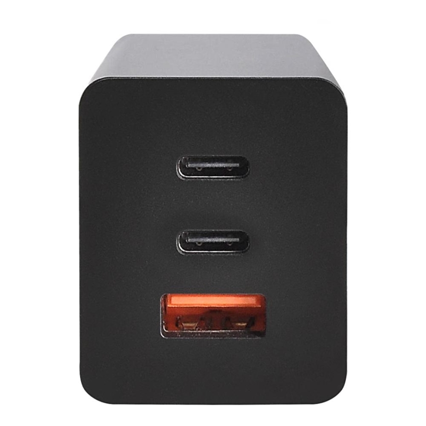 Adattatore a carica rapida GaN 2xUSB-C + 1xUSB-A 65W nero