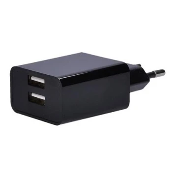 Adattatore di ricarica 2xUSB/3100mA/230V nero