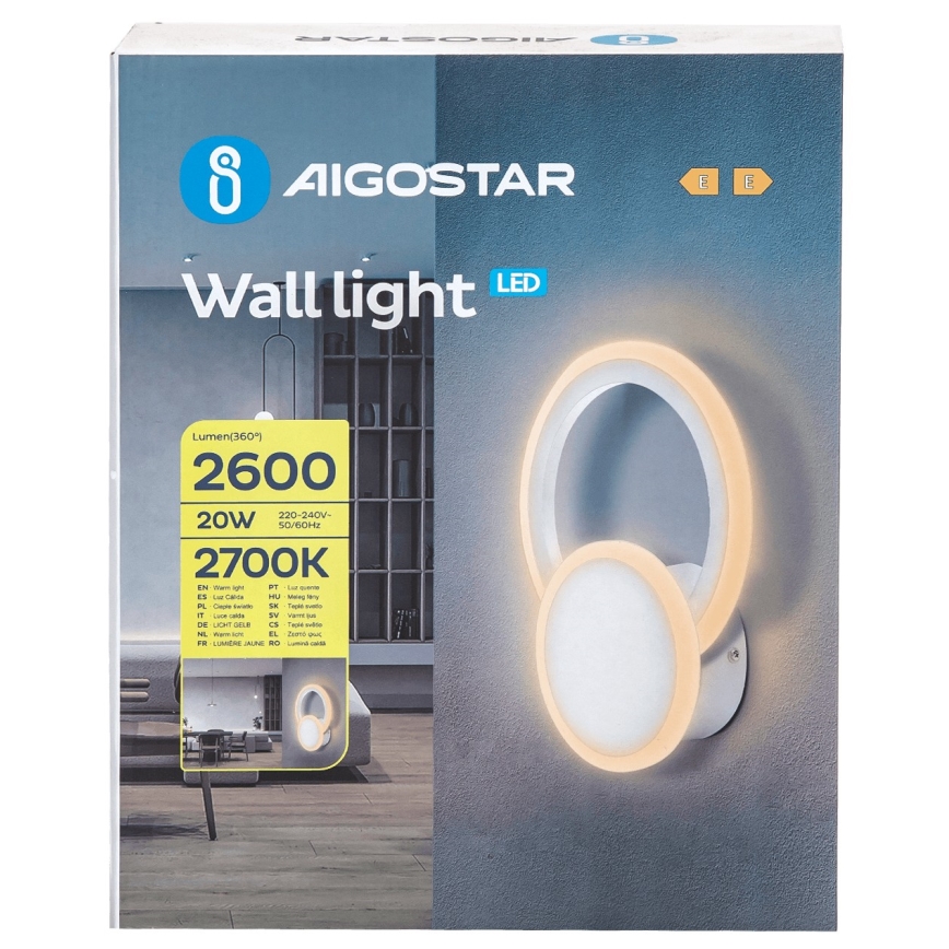 Aigostar - Applique a LED LED/20W/230V 2700K bianco