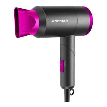 Aigostar - Asciugacapelli da viaggio 1800W/230V viola/nero