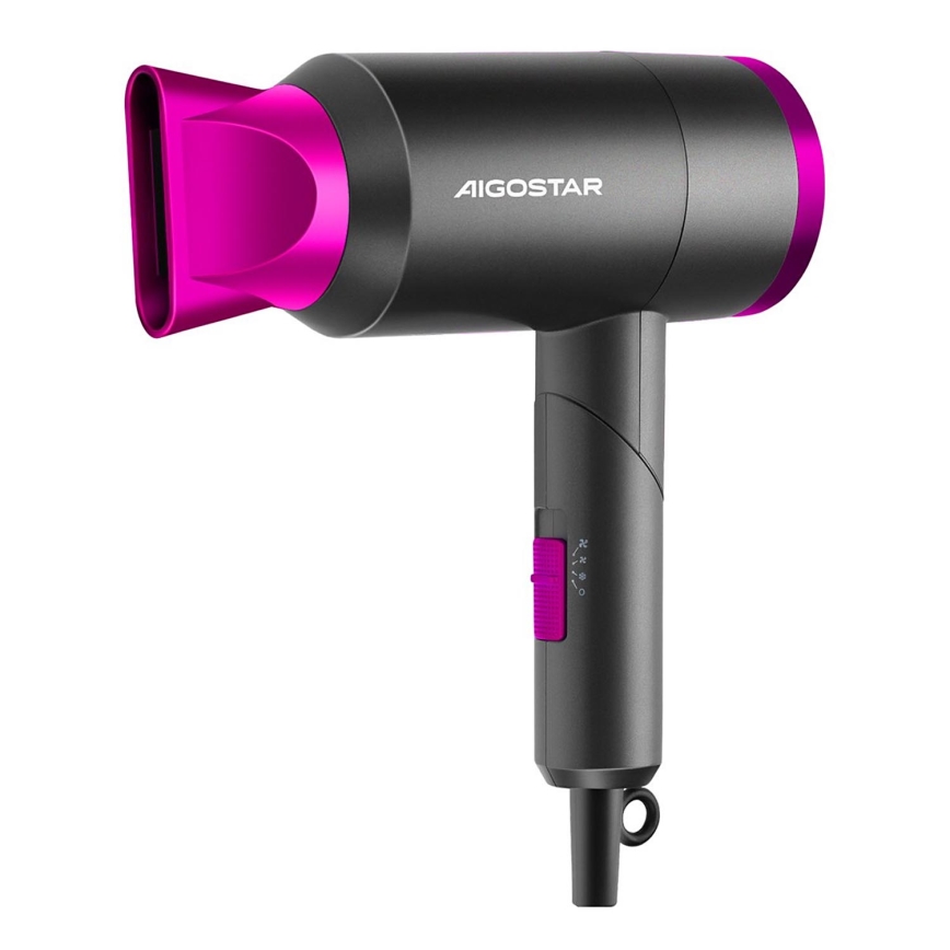 Aigostar - Asciugacapelli da viaggio 1800W/230V viola/nero