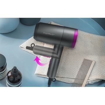 Aigostar - Asciugacapelli da viaggio 1800W/230V viola/nero