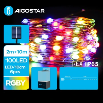 Aigostar - Catena di Natale solare a LED 100xLED/8 funzioni 12m IP65 multicolore