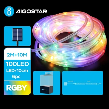 Aigostar - Catena di Natale solare a LED 100xLED/8 funzioni 12m IP65 multicolore