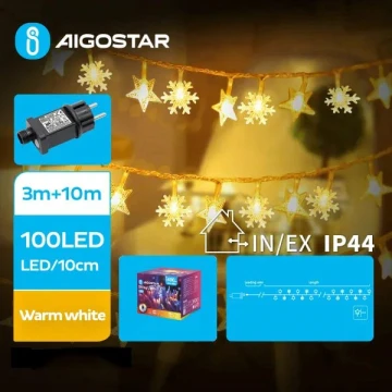 Aigostar - Catena LED natalizia da esterno 100xLED/8 funzioni 13m IP44 bianco caldo