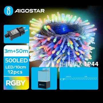 Aigostar - Catena LED natalizia da esterno 500xLED/8 funzioni 53m IP44 multicolore