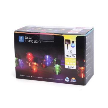 Aigostar - Catena solare LED 20xLED/5,8m IP44 multicolore