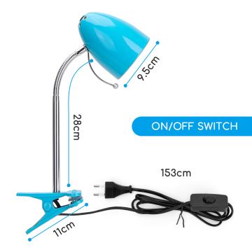 Aigostar -  Lampada da tavolo con morsetto 1xE27/11W/230V blu/cromo