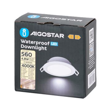 Aigostar - Lampada LED da incasso per bagni LED/4,8W/230V 4000K bianco IP65