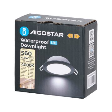 Aigostar - Lampada LED da incasso per bagni LED/4,8W/230V 4000K nero IP65