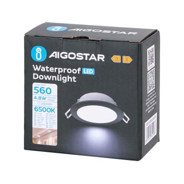 Aigostar - Lampada LED da incasso per bagni LED/4,8W/230V 6500K nero IP65