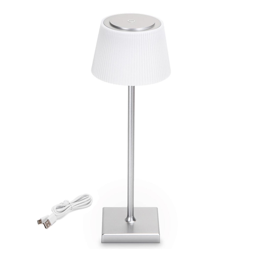 Aigostar - Lampada LED per esterni dimmerabile e ricaricabile 4W/5V 3600mAh bianco/cromo IP54