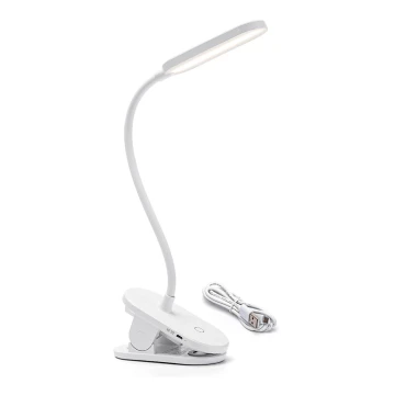 Aigostar - LED Lampada da tavolo ricaricabile dimmerabile con clip LED/2,5W/5V 1200mAh bianco