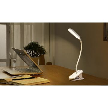 Aigostar - LED Lampada da tavolo ricaricabile dimmerabile con clip LED/2,5W/5V 1200mAh bianco