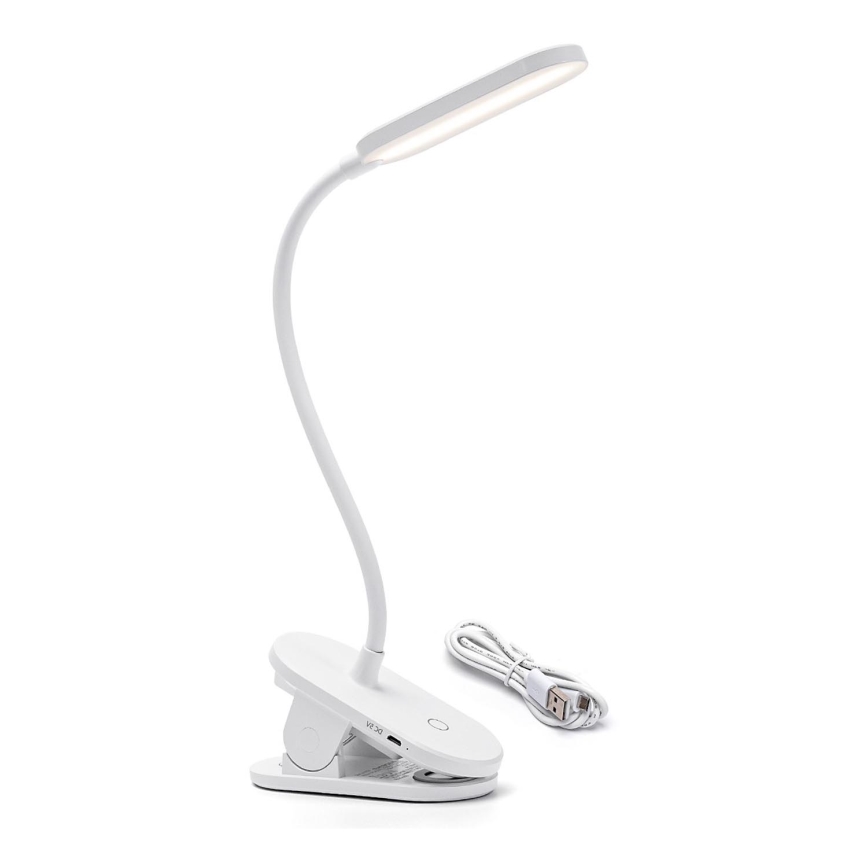 Aigostar - LED Lampada da tavolo ricaricabile dimmerabile con clip LED/2,5W/5V bianco