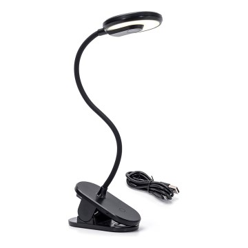 Aigostar - LED Lampada da tavolo ricaricabile dimmerabile con clip LED/3W/5V 1800mAh nero