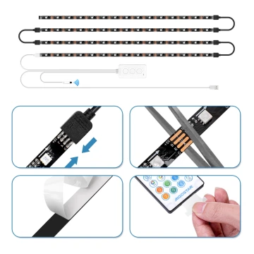 Aigostar - LED RGB Striscia dimmerabile 4x0,5m LED/4,5W/5V Wi-Fi + telecomando