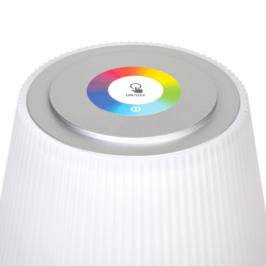 Aigostar - LED RGBW Lampada ricaricabile dimmerabile per esterni 4W/5V 3600mAh bianco/cromo IP54