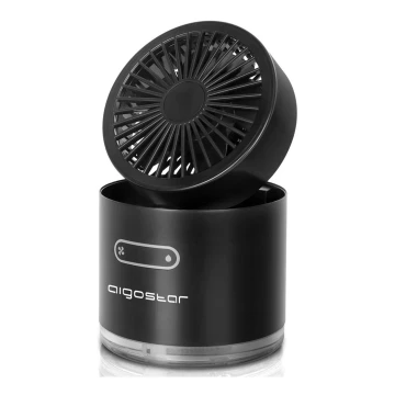 Aigostar - Mini ventilatore da tavolo wireless con effetto nebbia MIST 10W/5V nero