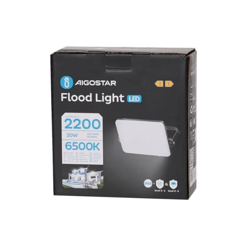 Aigostar - Riflettore LED LED/20W/230V 6500K IP65 nero