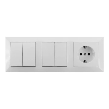 Aigostar - SET 2x Interruttore 2 bottoni con presa 1x16A/250V