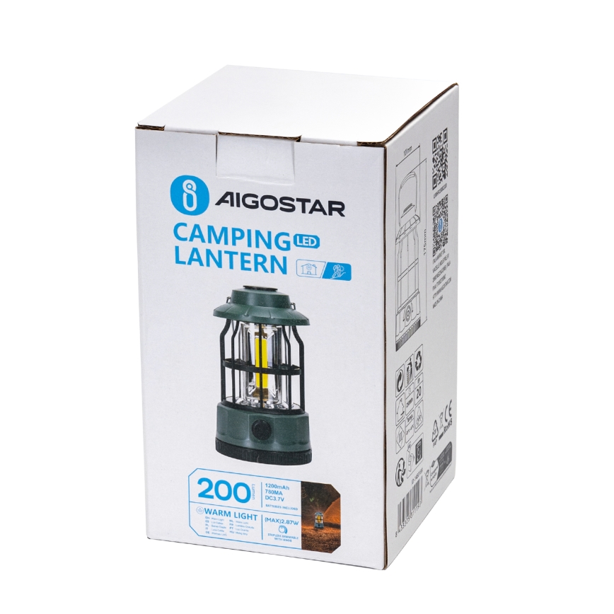 Aigostar - Torcia da campeggio ricaricabile dimmerabile LED/2,87W/3,7V