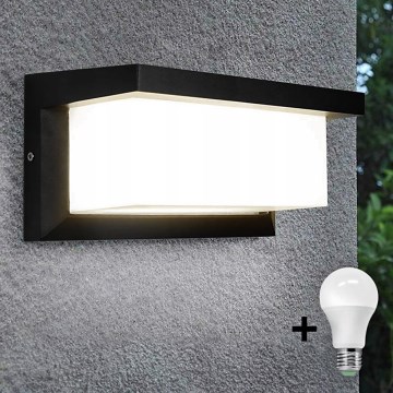 Applique a LED da esterno con lampadina con sensore crepuscolare NEELY 1xE27/9W/230V IP54 nero