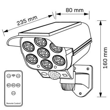 Applique LED solare con sensore KAMERA LED/1W/3,7V IP44 + telecomando