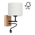 Applique BOHO 1xE27/25W + LED/1W/230V quercia – FSC certificato