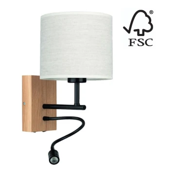 Applique BOHO 1xE27/25W + LED/1W/230V quercia – FSC certificato