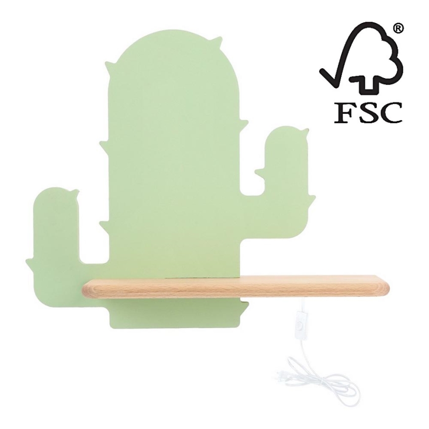 Applique LED per bambini con mensola CACTUS LED/4W/230V verde/legno