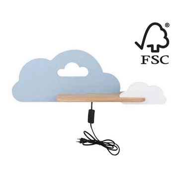 Applique LED per bambini con mensola CLOUD LED/5W/230V blu/bianco