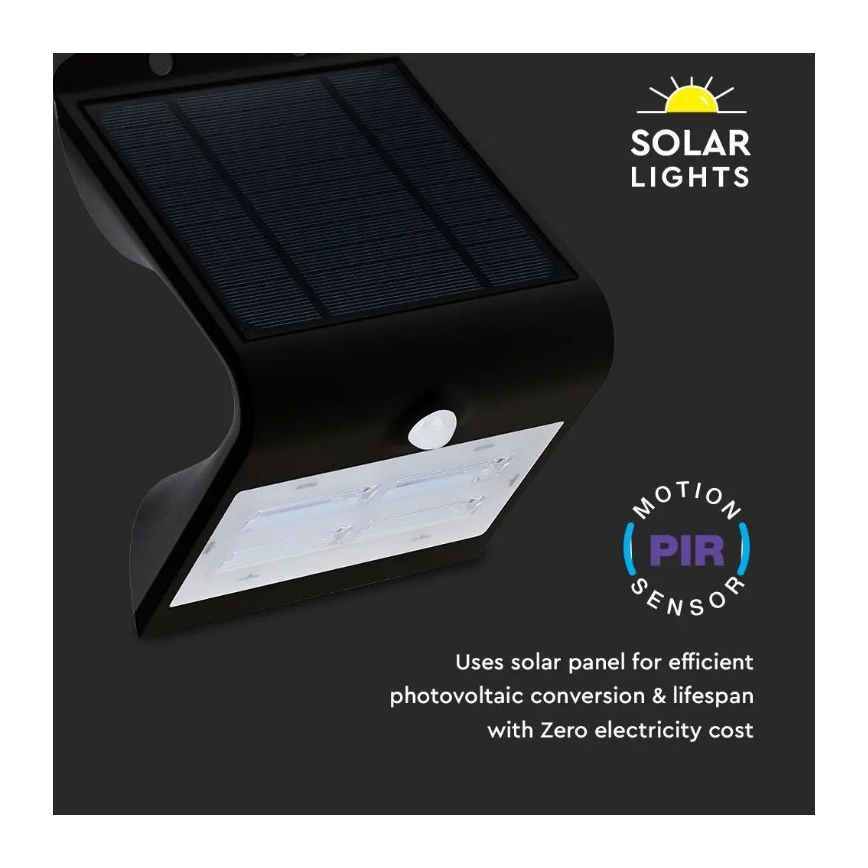 Applique LED Solare con sensore LED/3W/3,7V 3000/4000K IP65 nero