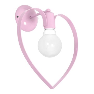 Applique per bambini CUORE 1xE27/60W/230V rosa chiaro