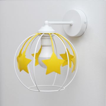 Applique per bambini STARS 1xE27/15W/230V giallo/bianco