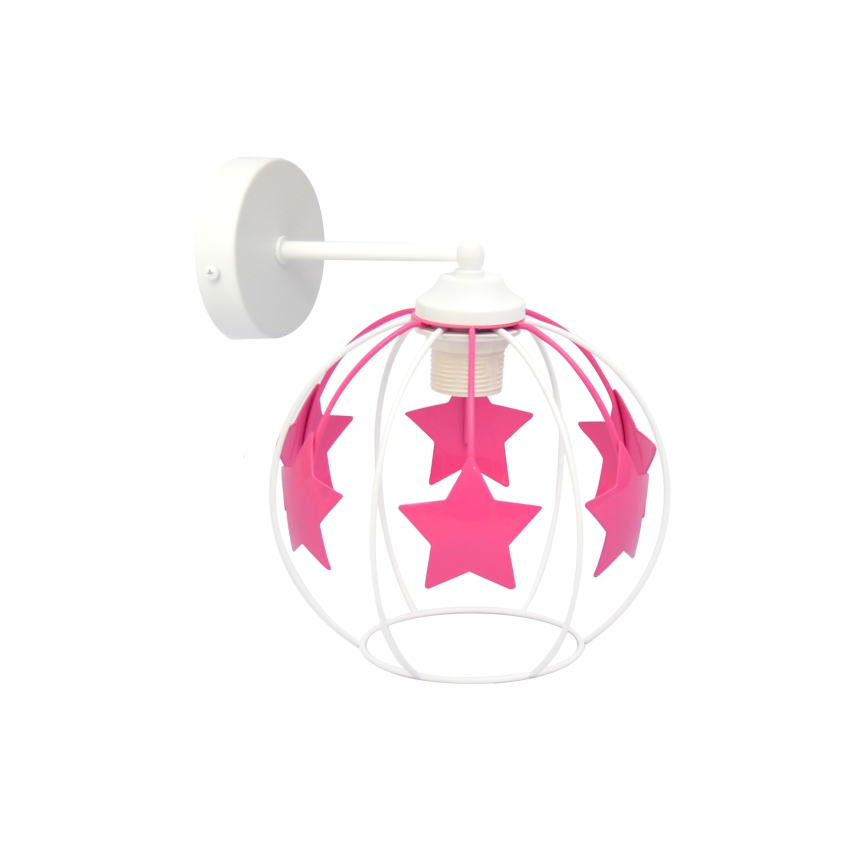 Applique per bambini STARS 1xE27/15W/230V rosa/bianco