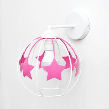 Applique per bambini STARS 1xE27/15W/230V rosa/bianco