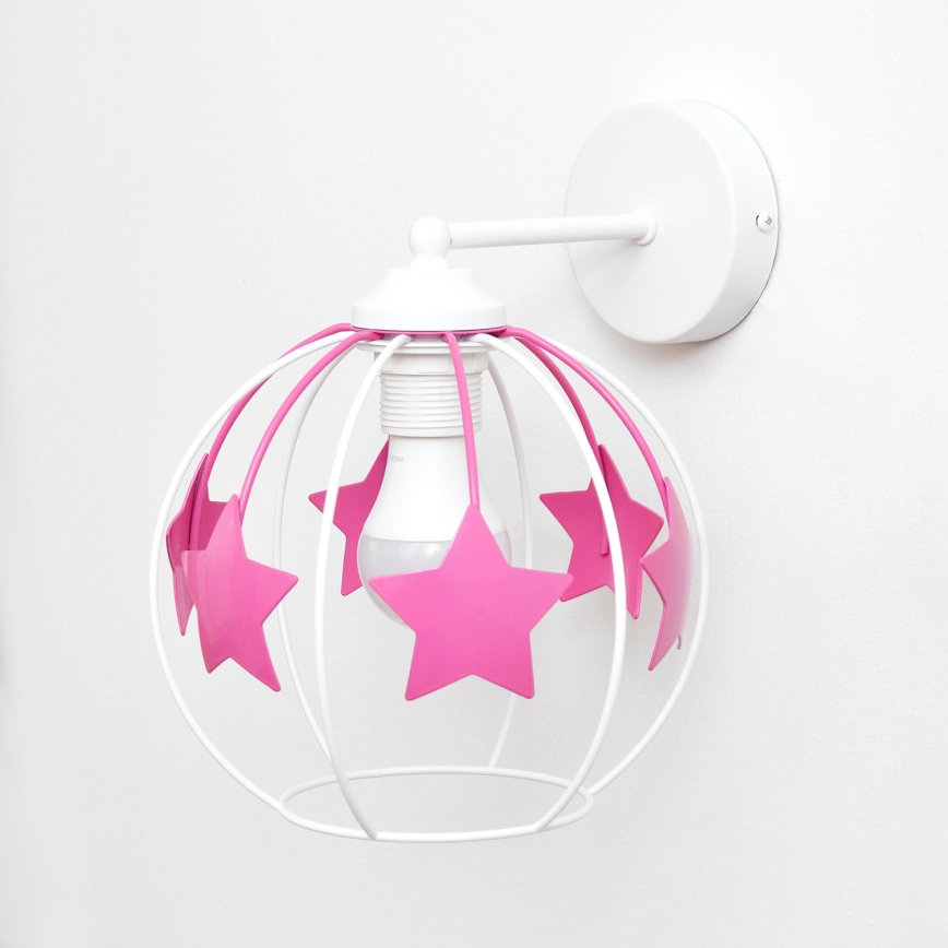 Applique per bambini STARS 1xE27/15W/230V rosa/bianco