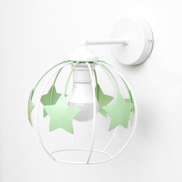 Applique per bambini STARS 1xE27/15W/230V verde/bianco