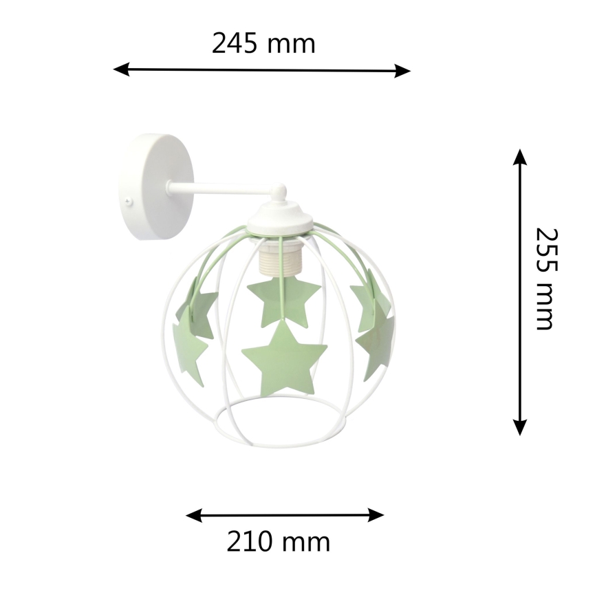 Applique per bambini STARS 1xE27/15W/230V verde/bianco