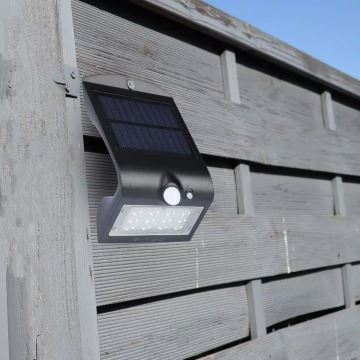 Applique solare a LED con sensore LED/1.5W/3,7V IP65 nera