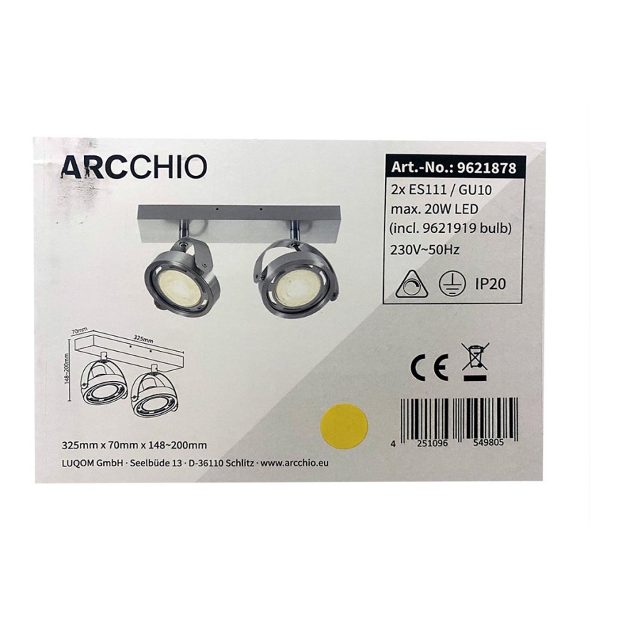 Arcchio - Faretto LED dimmerabile MUNIN 2xES111/GU10/11,5W/230V