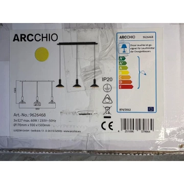 Arcchio - Lampadario a sospensione con filo JAIKA 3xE27/60W/230V