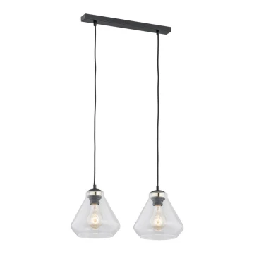 Argon 0854 - Lampadario su corda DECORATO 2xE27/15W/230V nero