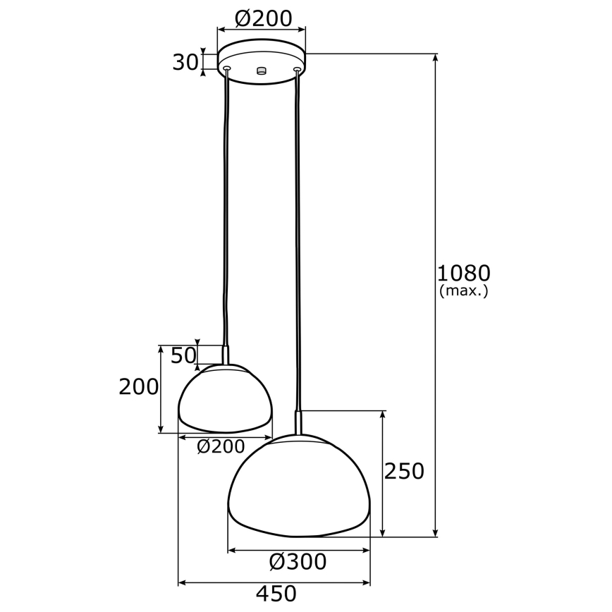 Argon 0902 - Lampadario a sospensione con filo TRINI 2xE27/15W/230V oro