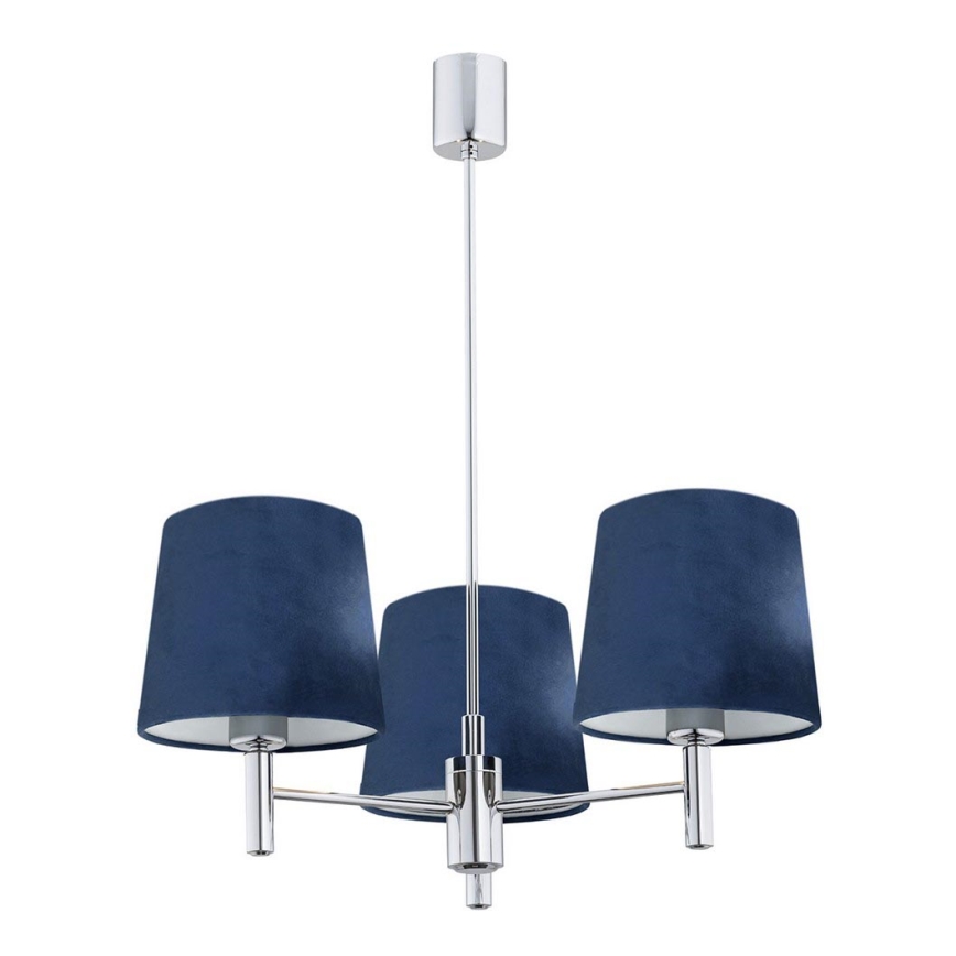 Argon 1381 - Lampadario su palo BOLZANO 3xE27/15W/230V blu/cromo lucido