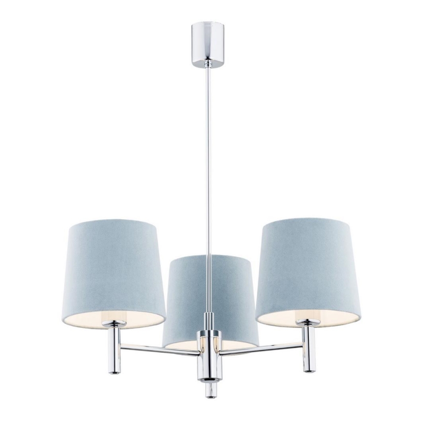 Argon 1383 - Lampadario su palo  BOLZANO 3xE27/15W/230V blu/cromato lucido