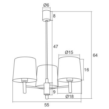 Argon 1383 - Lampadario su palo  BOLZANO 3xE27/15W/230V blu/cromato lucido