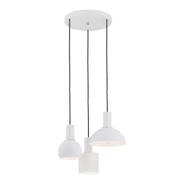 Argon 1468 - Lampadario su corda SINES 3xE27/15W/230V bianco