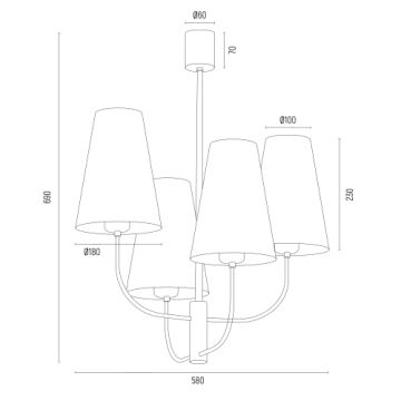 Argon 1822 - Lampadario a sospensione con supporto rigido SAFIANO 4xE27/15W/230V nero